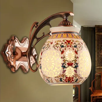 Chinese Ceramic Modern Sconce Wall Lights 110V ~ 220v Led Living Room Lights Contemporary Indoor Lighting Vintage Wall Lamp
