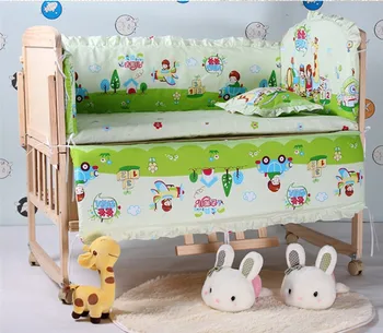 Promotion! 10PCS baby crib bumper bedding package cotton bedding set bedding set cot nursery (bumpers+matress+pillow+duvet)