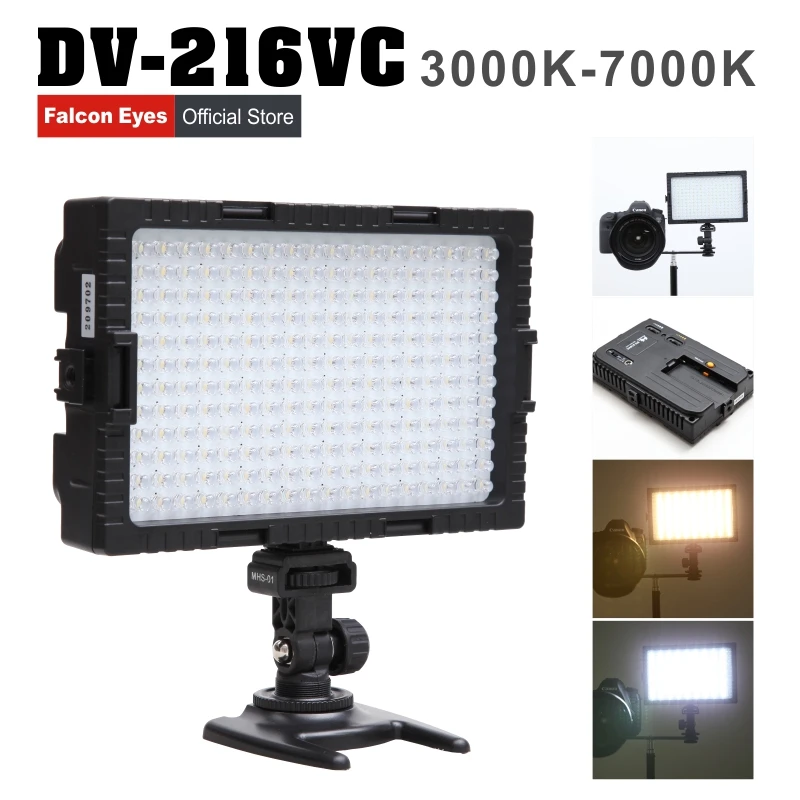 Falcon Eyes 216 Bi-Color LED Video Light Lamp Dimmable for illuminating Photographing or Filming for Canon Nikon Camera DV-216VC
