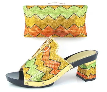 Beautiful Italian Shoes With Matching Bags sets, African Shoes And Matching Bag Sets For Wedding gold 37-43!HLL1-16