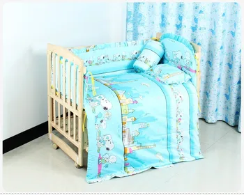 Promotion! 10PCS cotton crib bedding sets cover, crib set,unpick(bumpers+matress+pillow+duvet)