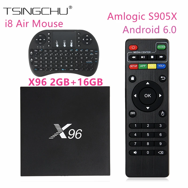 5PCS X96 TV BOX 2G+16G Amlogic S905X Quad Core Android 6.0 KODI 16.1 WIFI 4K Media TV + 5PCS 2.4G RF Mini i8+ Wireless Keyboard