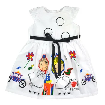 2017 New Summer lovely Girls Dress Kids Casual Clothes Baby Girl Dress with Sashes Robe Princess Dress 2-7Y P1