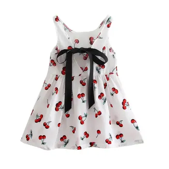 2017 New Children Girl Summer DressSleeveless Printing Pattern cotton Vestidos Kids Clothes