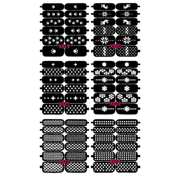 5pack/lot 2017 New Nail Art Hollow Irregular Grid Stencil Reusable 3D DIY Manicure Stickers Stamping Template Nail Art Tools