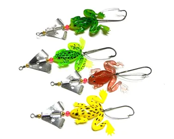 8cm 6.2g Soft Rubber Frog Fishing Lure 3D Eye Simulation Frog Spinner Spoon Bait Fishing Tackle Accessories SP011