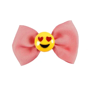 3'' DIY Sweet Emoji Hair Bow For Girls Boutique Hairgrips Ribbon Mini Hair Accessories