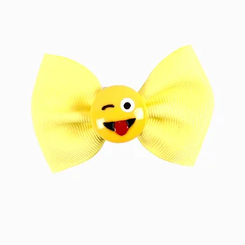 3'' DIY Sweet Emoji Hair Bow For Girls Boutique Hairgrips Ribbon Mini Hair Accessories