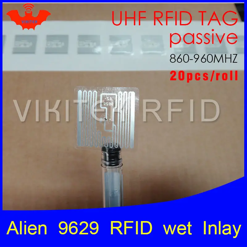 UHF RFID tag sticker Alien 9629 wet inlay 915m868 860-960mhz Higgs3 EPC 6C 20pcs self-adhesive passive RFID label