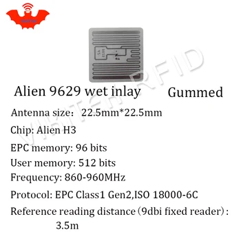 UHF RFID tag sticker Alien 9629 wet inlay 915m868 860-960mhz Higgs3 EPC 6C 20pcs self-adhesive passive RFID label