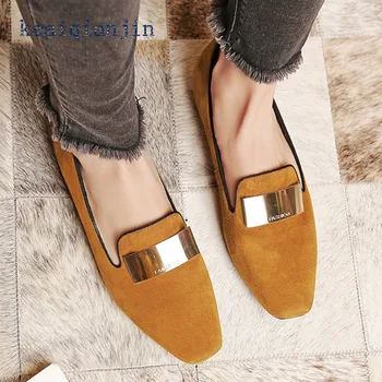 LOVEXSS Genuine Leather Casual Flats 2017 Spring Autumn Casual Sheepskin Loafers Plus Size 34 - 42 Apricot Black Red Woman Flats