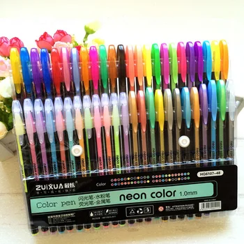 12/24/36/48 Color Gel Pens Set & Refills School Stationery Pastel Neon Glitter Sketch Drawing Color Pen Art Marker Gift