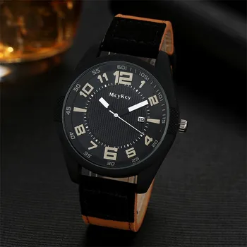 Hot Luxury Men's Date Watch Stainless Steel Leather Analog Quartz Military Blue Watch  dropshopping