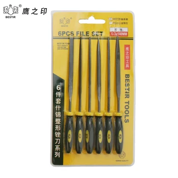 6Pcs/Set Bearing Steels 140mm Needle File Set 6 Shape Plastic Metal Wood Polishing Burnishing Grinding Hand Tool 96210