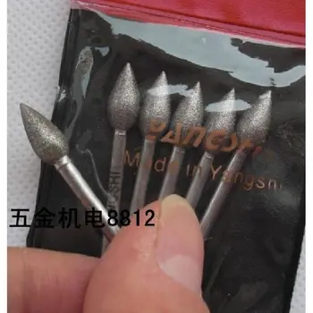 18pcs/lot 3x6mm Peach Shape Emery Grinding Head Diamond Grinding Needle CBN Router Bit Ceramic Glass Stone Jade Process DIY Tool