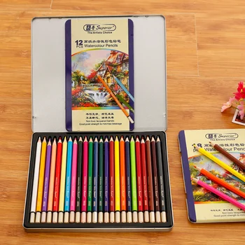 Supperior 12/18/24/36/48Colors Water-Soluble Color Pencil Classic Watercolor Colored Pencils lapis School Art Supplies