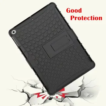 NEWCOOL Amor Back Cover for Apple NEW iPad 9.7 2017 A1822 Tablet Case Tire Grain TPU+PC Heavy Duty Case Hybrid Rugged Rubber