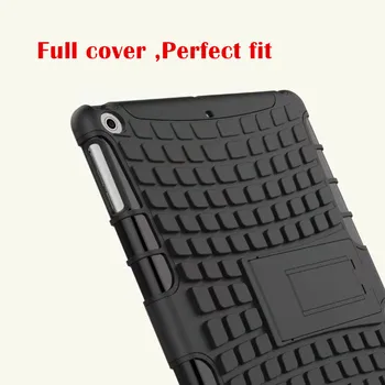 NEWCOOL Amor Back Cover for Apple NEW iPad 9.7 2017 A1822 Tablet Case Tire Grain TPU+PC Heavy Duty Case Hybrid Rugged Rubber