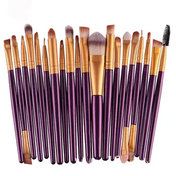 20Pcs Gold pipe Makeup Brush Set Eyeshadow Foundation Blend Cosmetic Brush Sponge Lip Brush For Women Powder Makeup Tool kit