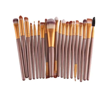 20Pcs Gold pipe Makeup Brush Set Eyeshadow Foundation Blend Cosmetic Brush Sponge Lip Brush For Women Powder Makeup Tool kit