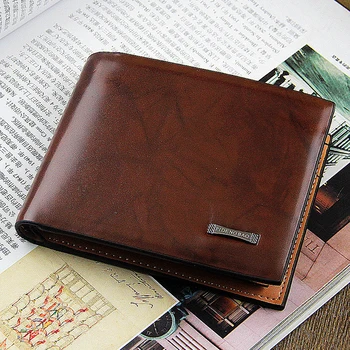 Fashion Men Wallets Red-Brown Pattern PU Leather Classical ID Credit Card Holders Purse Wallet For Men