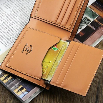 Fashion Men Wallets Red-Brown Pattern PU Leather Classical ID Credit Card Holders Purse Wallet For Men