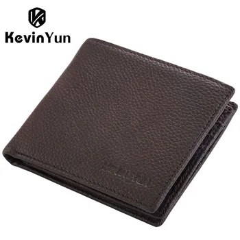 KEVIN YUN Designer Brand Men Wallets Genuine Leather Short Wallet Male Business Purse Card Holder Large Capacity