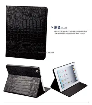 Crocodile Pattern Book Style Folio Flip Stand Smart Cover For iPad Air PU Leather Auto Sleep&Wake-up Feature Case For iPadAir