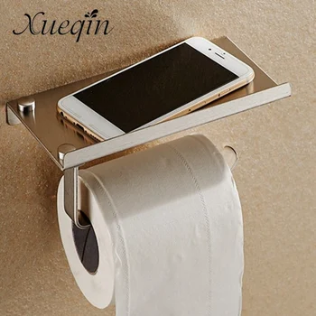 Xueqin Bathroom Toilet Paper Holder Stainless Steel Toilet Roll Tissue Paper Phone Book Storage Shelf Holder Rack