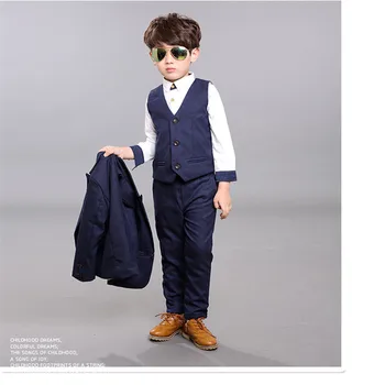2017 New Children Suit Baby Boys Suits Kids Blazer Boys Formal dress wedding boy suits Jackets+Vest+Pants 3pcs 2-14Y