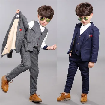 2017 New Children Suit Baby Boys Suits Kids Blazer Boys Formal dress wedding boy suits Jackets+Vest+Pants 3pcs 2-14Y