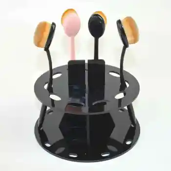 10 Holes Oval Makeup Brush Holder For Stand Drying Brushes Cosmetic Shelf Rack Toothbrush Makeup Brush Organizer Acrylic