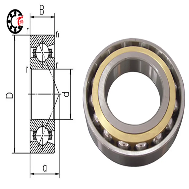 75mm diameter Angular contact ball bearings 7215 B 75mmX130mmX25mm,Contact angle 40,ABEC-1 Machine tool