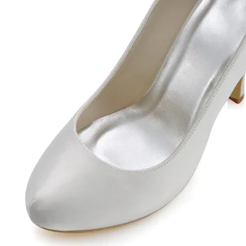 EP11034-IP Women Bride Bridesmaids Ivory White Beige High Heel Platforms Bow Rhinestone Satin Wedding Bridal Evening Party Shoes
