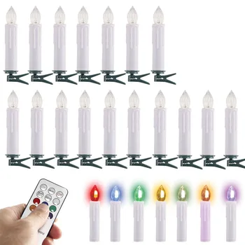 40pcs RGB Birthday Christmas Wedding Tree LED Candle Light & 12 Key Remote Control Christmas Lighting Holiday Decor Lamp