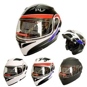 Men Double Lens Motorcycle Flip Up Helmet Dot Size M L XL XXL
