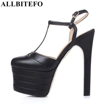 ALLBITEFO sexy fashion supper high heels women party shoes genuine leather high heel shoes platform women sandals summer shoes