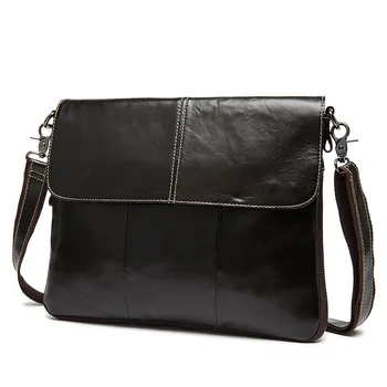 Fashion Flap Bag Men Simple Fashion Messenger Bag Genuine Leather Casual Work Bag Male Designer Real Leather Shoulder Bag