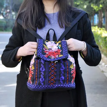 2017 NEW Fashin Ethnic Style Geometric Embroidery Backpack For Ladies Classy Classic Drawstring Back Bag Women Designer Rucksack