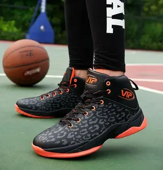 New Men's Leather Basketball Shoes Totem Warm Breathable Sneakers High Top Athletic Shoes Sports Shoes BS0372