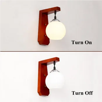 Chineses rustic style red wood frame wall lamps Brief white glass E27 LED lamp for bedroom&porch&stairs&pavilion&studio XDBD009