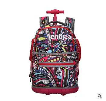 School travel luggage trolley Backpacks on wheels School Trolley Bags for teenager girl Mochilas on wheels Oxford Rolling Bag