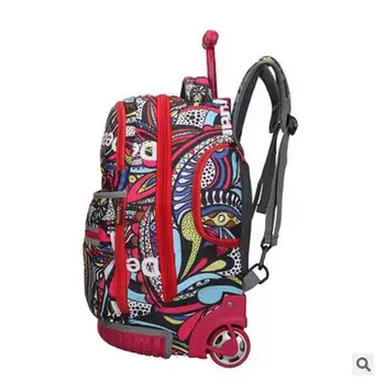 School travel luggage trolley Backpacks on wheels School Trolley Bags for teenager girl Mochilas on wheels Oxford Rolling Bag