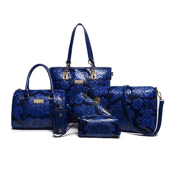 2017 NEW Composite Bag Women Chinese Style Classy Embossing Six Piece Suit Handbag Shoulder Bag Ladies Luxury Designer Crossbody