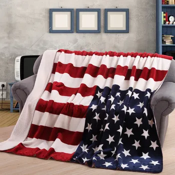 American style flag pattern soft winter bed sheet 180*220cm Nap throw blanket Microfiber Cashmere double face Blankets