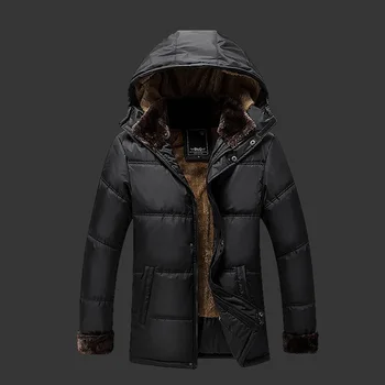 Newest Men's Winter Warm Jacket Solid Overcoat Hooded Length Sleeve Water Outwear Cotton Clothing Plus Size