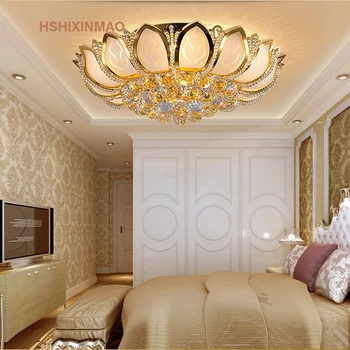 Free Gold roundles cornucopia living room LED crystal ceiling lamp bedroom lamp upscale atmosphere Lotus Restaurant AC90-260V