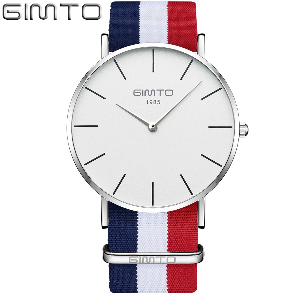 GIMTO Brand Man Military Quartz Analog Watches Men's casual fashion watch Colorful Nylon Women Men Sport Watch Relogio Masculino