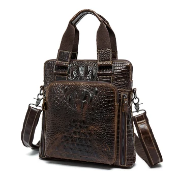 WESTAL Genuine Leather Men Bag Men's Messenger Bags Handbags Casual Shoulder Crossbody Bags Alligator Pattern Men Leather Bag