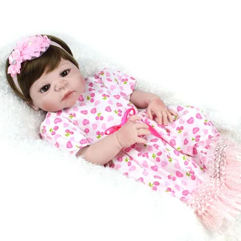 55cm Full Silicone Reborn Dolls Toys Doll Reborn 22inch Realistic Lifelike Girl Baby Doll Kids Toys Brinquedos